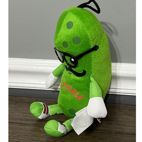 Mr. Pickle Plush 12" Stuffed Toy with Mustache & Glasses Funny Food Plush - Picture 2 of 5